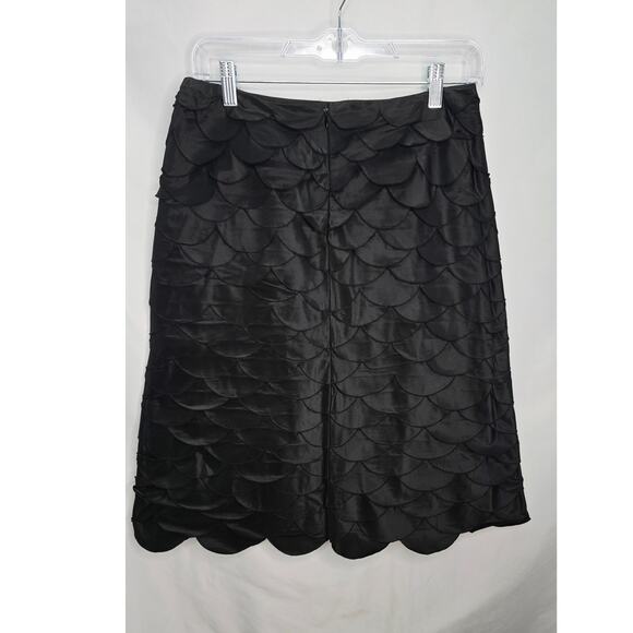 Rickie Freeman Teri Jon Black Silk Scalloped Knee Length Women's Skirt Size 6 - Picture 6 of 12